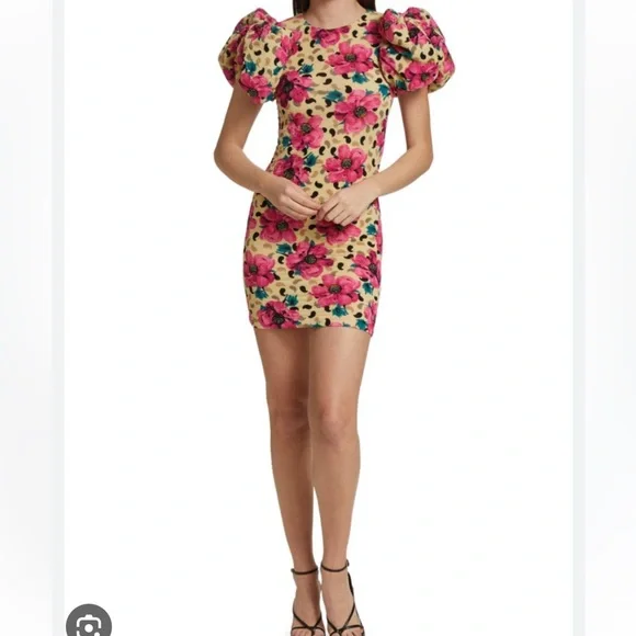 ROTATE Birger Christensen Ruby Floral-Print
Puff-Sleeve Mini Dress 38 - Picture 3 of 7